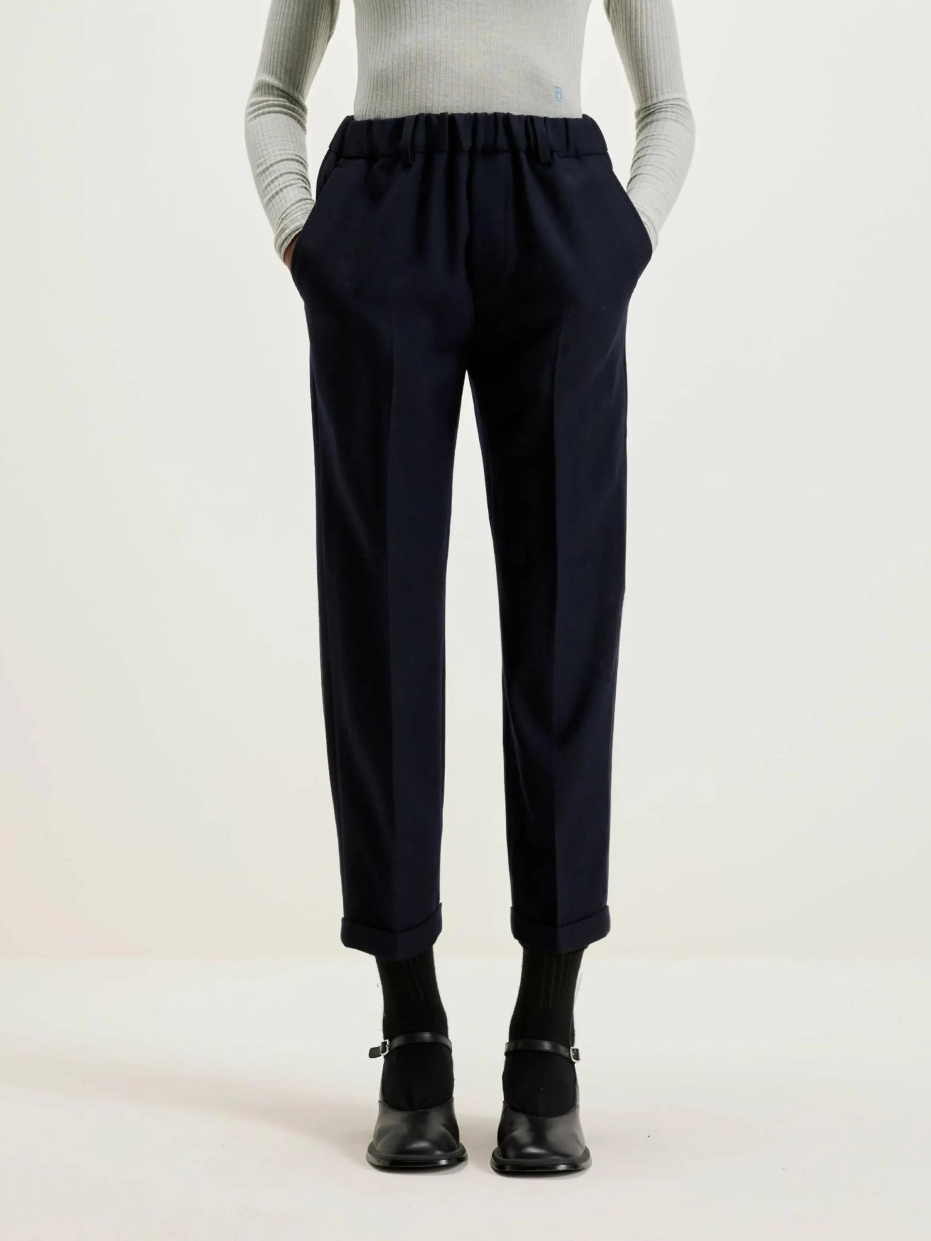 NICHOLSON & NICHOLSON Sand Boyfriend Broek Van Wol